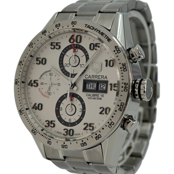 Tag Heuer 43mm Men's Carrera Automatic White Chrono Cal. 16 Watch - Picture 6 of 9